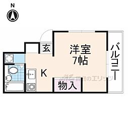サンレイディアンスオクダ 1Kの間取図画像