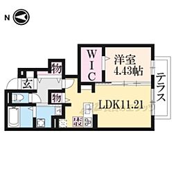 カーサ・アレーズ 1LDKの間取図画像