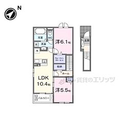 フラン・ソレイユ 学園前 2LDKの間取図画像
