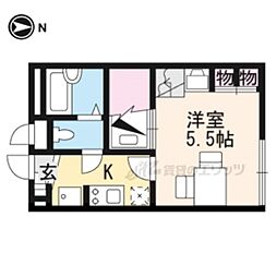 レオパレス伏見2 1Kの間取図画像