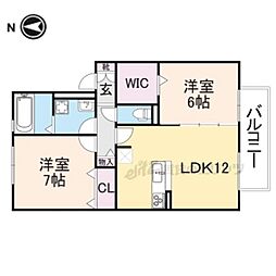 リビングタウン四条大路B 2LDKの間取図画像