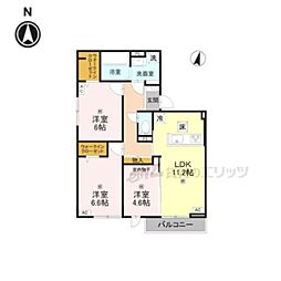 テラス・オルキデ宝来 3LDKの間取図画像