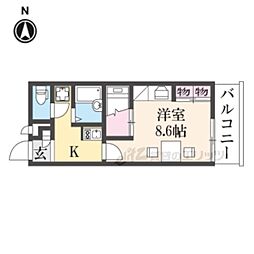 レオパレスサンコート学園前B 1Kの間取図画像
