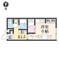 レオパレスメルベーユ西大寺 1Kの間取図画像