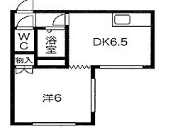 メリディアンシティ 1DKの間取図画像