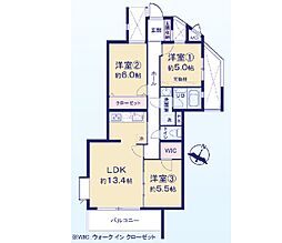 ニューウェルテラス第1日吉A棟 3LDKの間取図画像