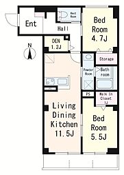 足立区島根3丁目マンション 2LDKの間取図画像