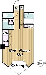 恵比寿アーバンハウス 2階ワンルームの間取り