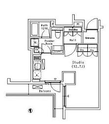 パークアクシス代官山 3階ワンルームの間取り