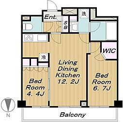 コンフォリア駒場 2階2LDKの間取り
