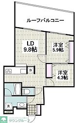 SAKURA　C　TERRACE 3階2LDKの間取り