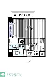 エムメイト綱町 3階1Kの間取り