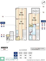 ミハス三軒茶屋II 2階2DKの間取り