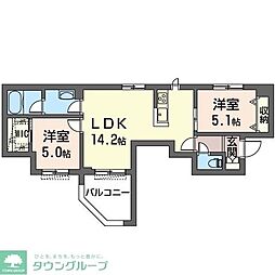 ＴＯＤＯＲＯＫＩ−ＥＮ　ＰＬＵＳ 2階2LDKの間取り