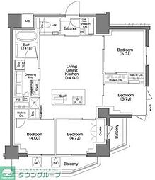 ザ・パークハビオＳＯＨＯ祐天寺 7階3LDKの間取り