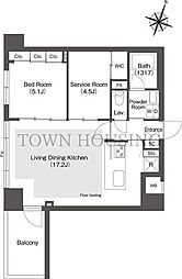 スタイリオ目黒大橋HILLSIDE 3階1SLDKの間取り
