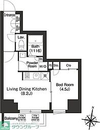 東京メトロ日比谷線 広尾駅 徒歩9分の賃貸マンション 4階1LDKの間取り
