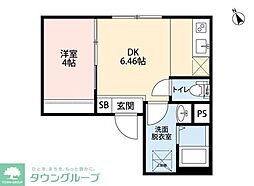 品川区平塚2丁目マンション 1DKの間取図画像