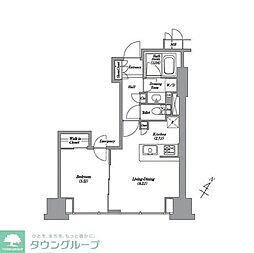 レキシントン・スクエア白金高輪 1LDKの間取図画像