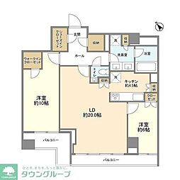 ウェリス代官山猿楽町テラス 2LDKの間取図画像
