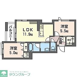 クレスティーク白金台 2LDKの間取図画像