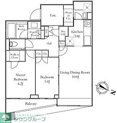 パークホームズ目黒ザレジデンス 2LDKの間取図画像