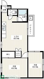 ドルフ本町B 2LDKの間取図画像