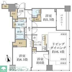 白金ザ・スカイ東棟 3LDKの間取図画像