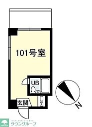 代官山テラス ワンルームの間取図画像