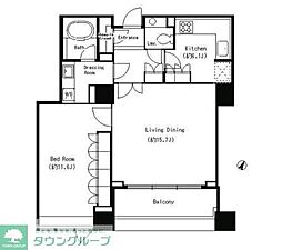 パークキューブ目黒タワー 1LDKの間取図画像