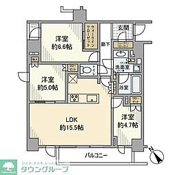目黒区柿の木坂3丁目マンション 3LDKの間取図画像