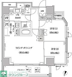 パークハビオ渋谷本町レジデンス 2LDKの間取図画像