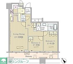ブリリアタワーズ目黒ノースレジデンス 2LDKの間取図画像