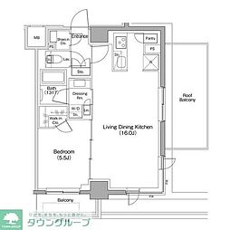 ザ・パークハビオ西大井 1LDKの間取図画像