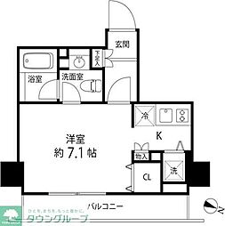 麻布十番レジデンス ワンルームの間取図画像