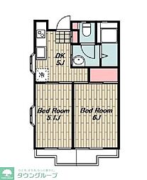 グリーンキャピタル上野毛第2 2DKの間取図画像