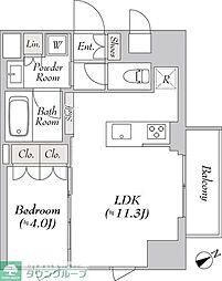 ALTERNA三軒茶屋 1LDKの間取図画像