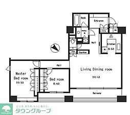 パークアクシス南麻布 2LDKの間取図画像