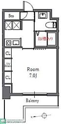 TOTSURESIDENCESHIBA 1Kの間取図画像