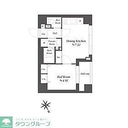 ブランシエスタ品川大井町パークエッジ 1DKの間取図画像