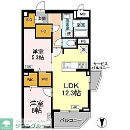 ロイジェント上板橋 2LDKの間取図画像
