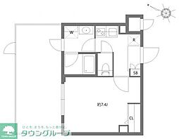 ハーモニーレジデンス品川高輪 1Kの間取図画像