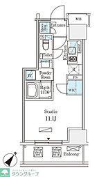 パークアクシス赤坂 ワンルームの間取図画像