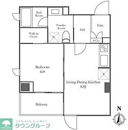 プレミアステージ芝公園 1LDKの間取図画像