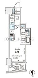 東京メトロ半蔵門線 表参道駅 徒歩13分の賃貸マンション 12階ワンルームの間取り