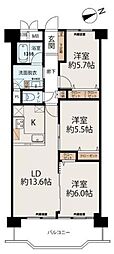 千里山サニーハイツ 3LDKの間取図画像