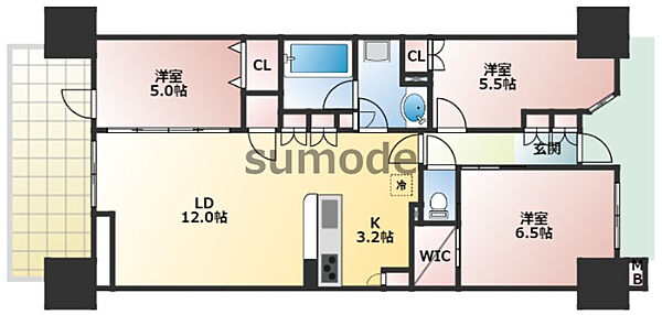 茨木ICOCITY WestCourt ｜大阪府茨木市城の前町(賃貸マンション3LDK・13階・69.71㎡)の写真 その2