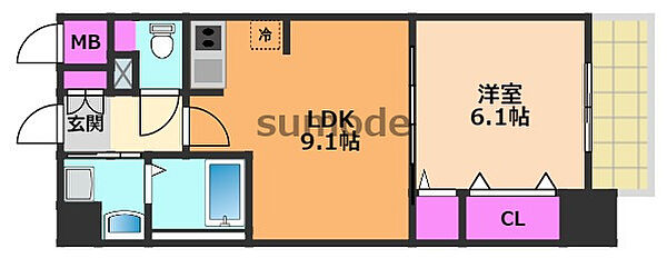 ソラージュ茨木 ｜大阪府茨木市双葉町(賃貸マンション1LDK・8階・39.31㎡)の写真 その2