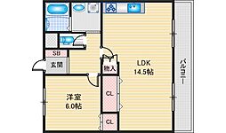 ピアウィング 3階1LDKの間取り