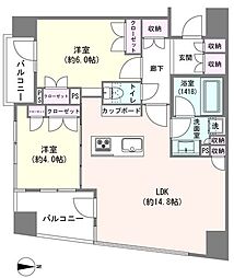 ピアース神楽坂 2LDKの間取図画像